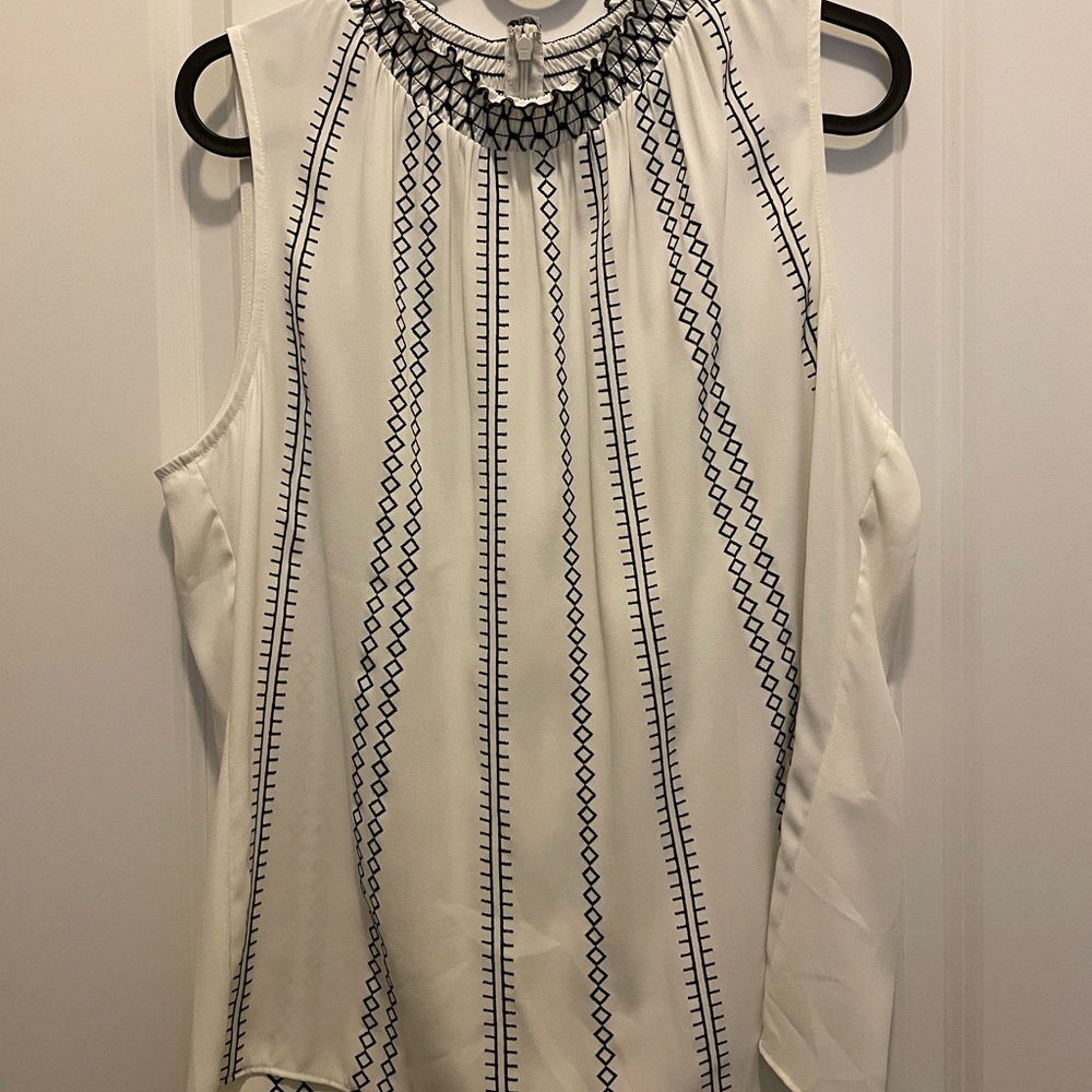 White House Black Market Embellished Cream Blouse
